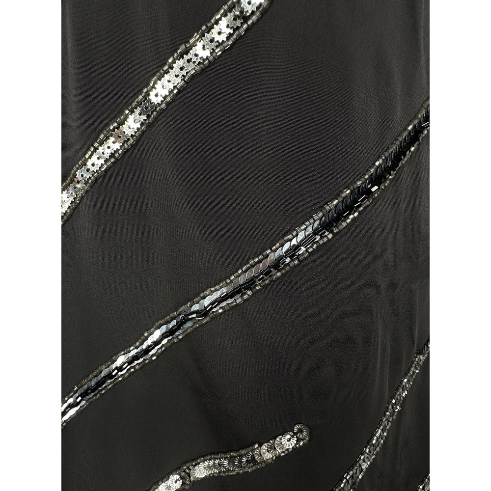 NEW Plenty Tracy Reese Anthropologie Womens Surplice Black Sequin Dress Petite P - Picture 3 of 5